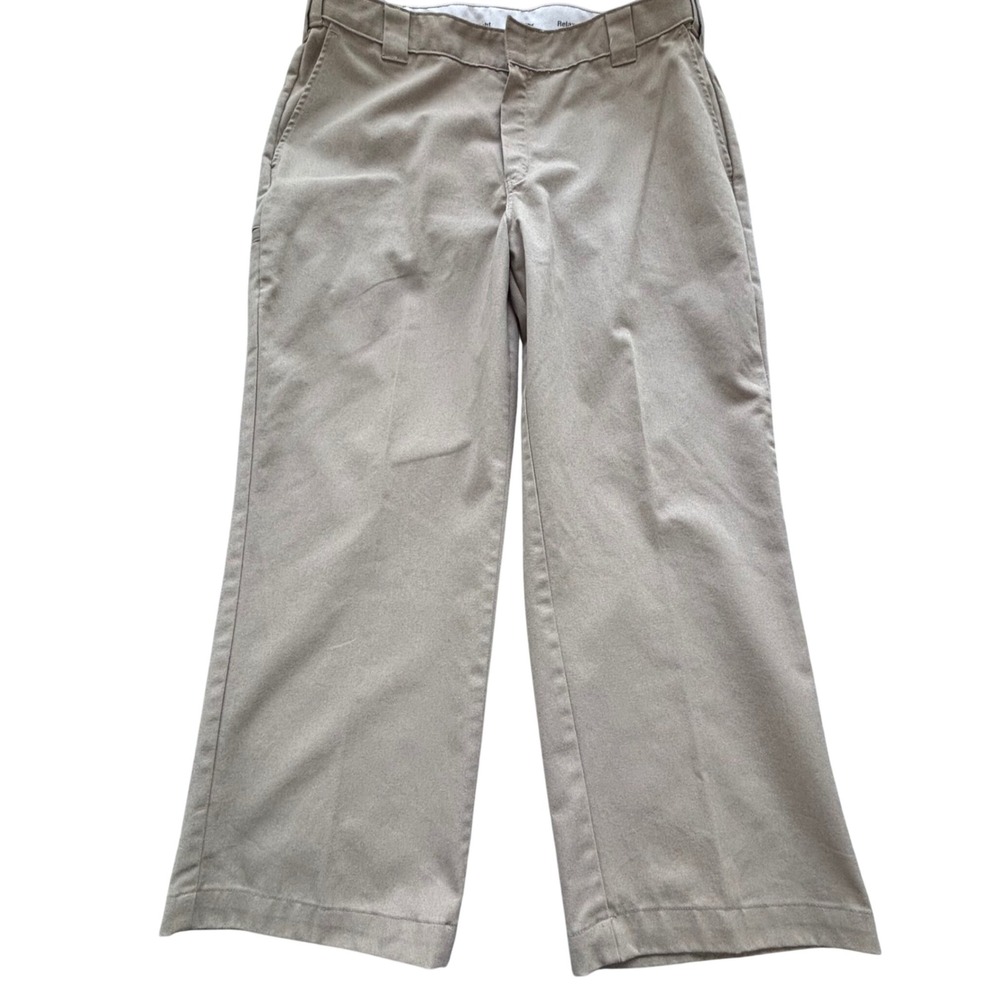 Dickies Relaxed Straight Pants Flex Waist 39-42x28 Mens Tan Khaki Workwear